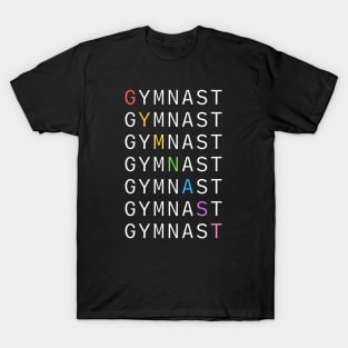 GYMNAST Rainbow Text - White T-Shirt